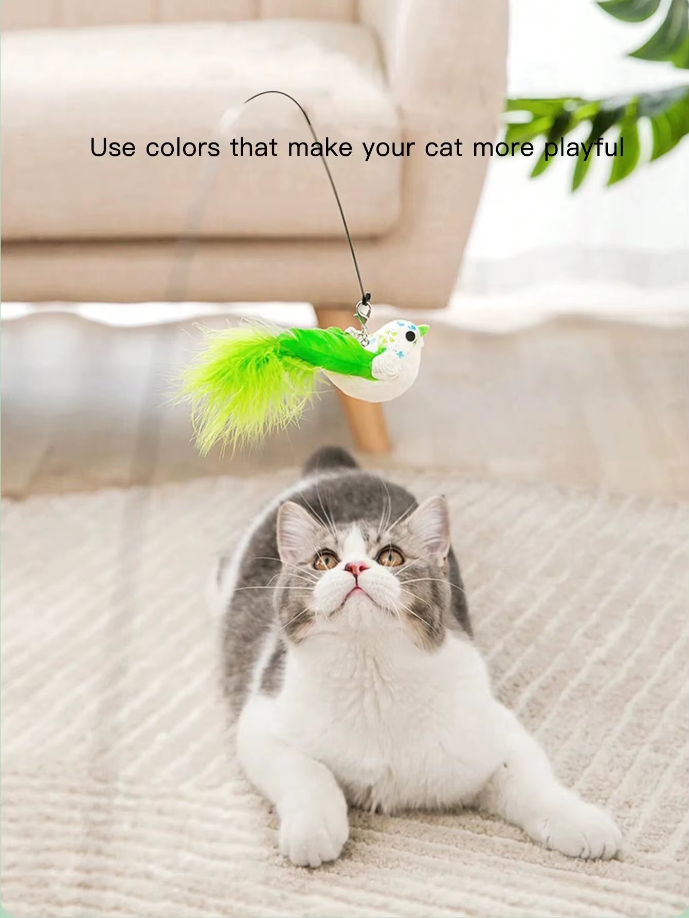 1Pcs Cat Interactive Toy Simulate Bird Interactive Sucker Feather Bell Funny Cat Toys
