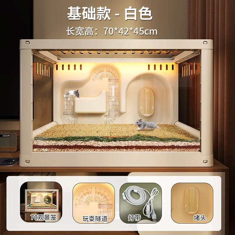 Large Luxury Hamster Cage Transparent Villa Habitat Mouse Breeding Tank Spacious Clear Terrarium Premium Pet Housing System