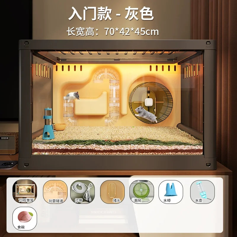 Large Luxury Hamster Cage Transparent Villa Habitat Mouse Breeding Tank Spacious Clear Terrarium Premium Pet Housing System