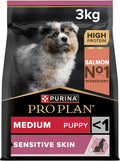 Pro Plan Medium Puppy Sensitive Skin, Welpenfutter Trocken, Reich an Lachs, 1Er Pack (1 X 3 Kg)
