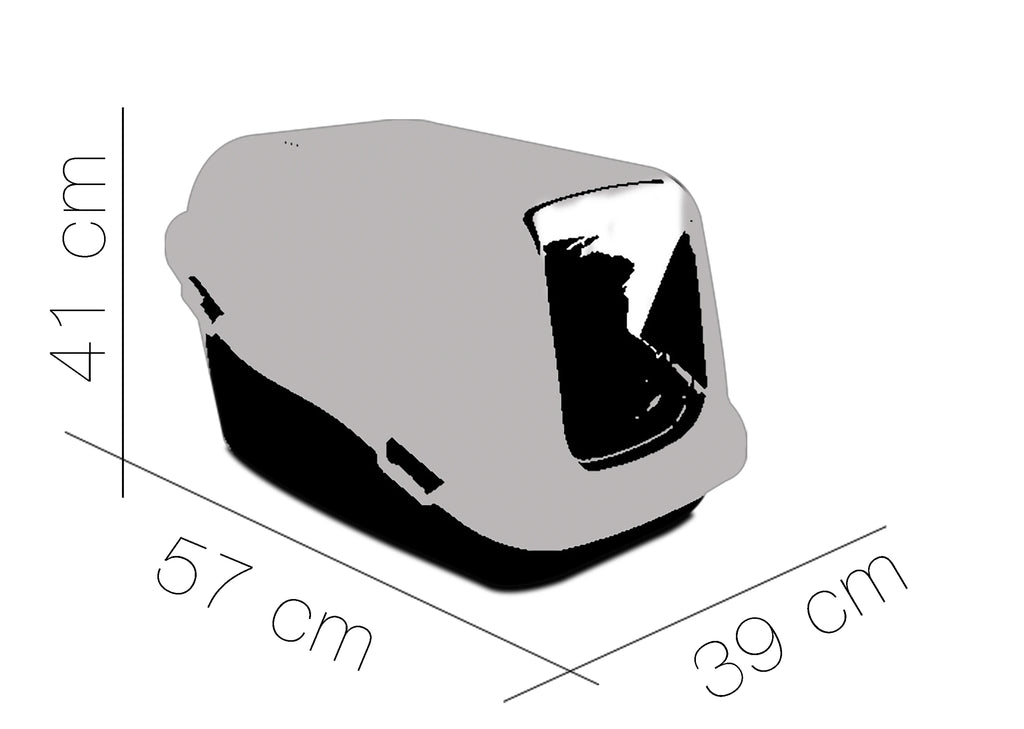 Cat Toilet, Litter Box with Hood and Flap, Plastic, Cat Flap, 57X39X41 Cm, Gray Sandbox