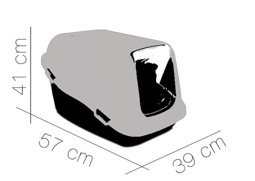 Cat Toilet, Litter Box with Hood and Flap, Plastic, Cat Flap, 57X39X41 Cm, Gray Sandbox