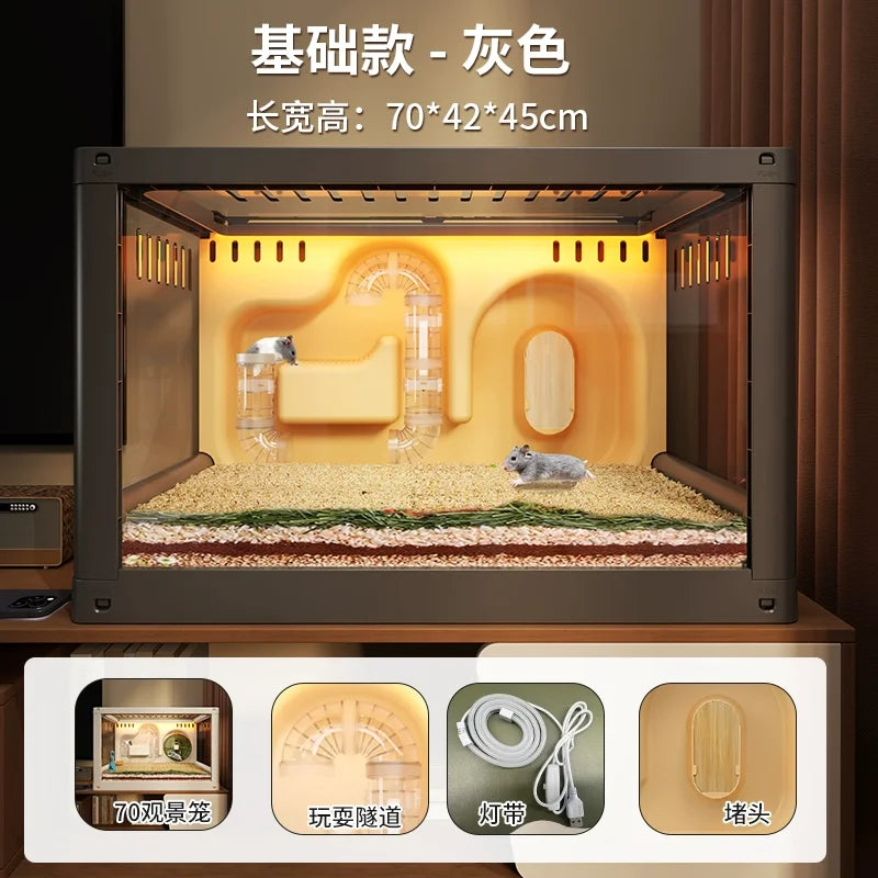 Large Luxury Hamster Cage Transparent Villa Habitat Mouse Breeding Tank Spacious Clear Terrarium Premium Pet Housing System