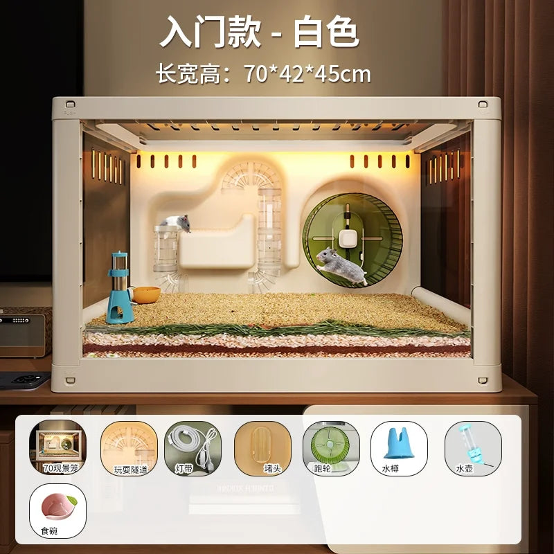 Large Luxury Hamster Cage Transparent Villa Habitat Mouse Breeding Tank Spacious Clear Terrarium Premium Pet Housing System