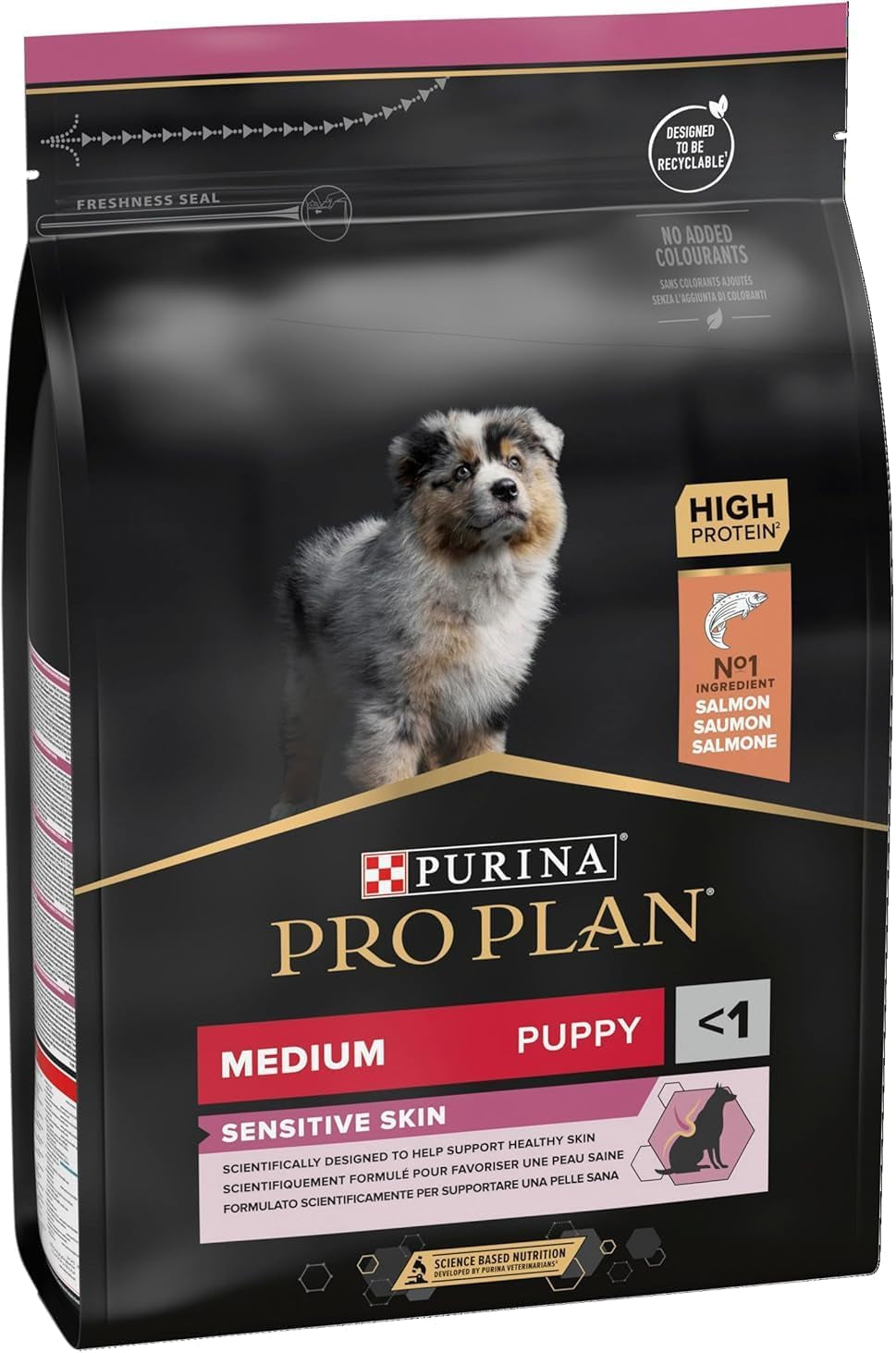 Pro Plan Medium Puppy Sensitive Skin, Welpenfutter Trocken, Reich an Lachs, 1Er Pack (1 X 3 Kg)